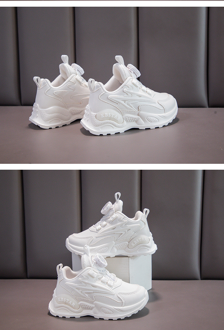 Baskets de course imperméables en cuir pour filles avec bouton_voghion.com