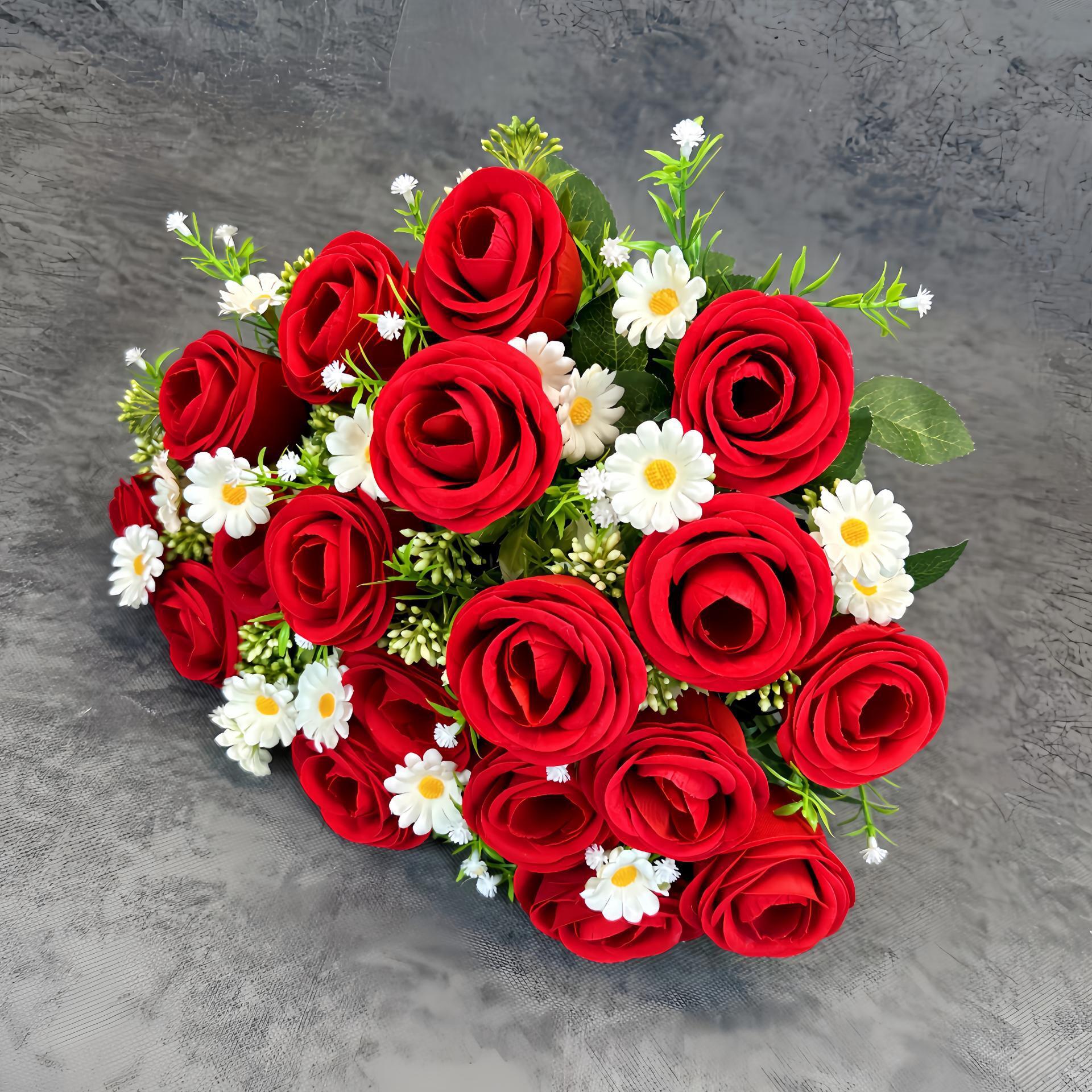 Simulación 18 tela de terciopelo rosa boda decoración del hogar decoración de mano mano flor props adornos falsos flor al por mayor