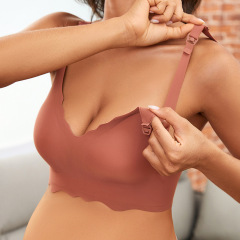 跨境欧美薄款哺乳内衣前开扣固定杯无钢圈产后喂奶孕妇文胸