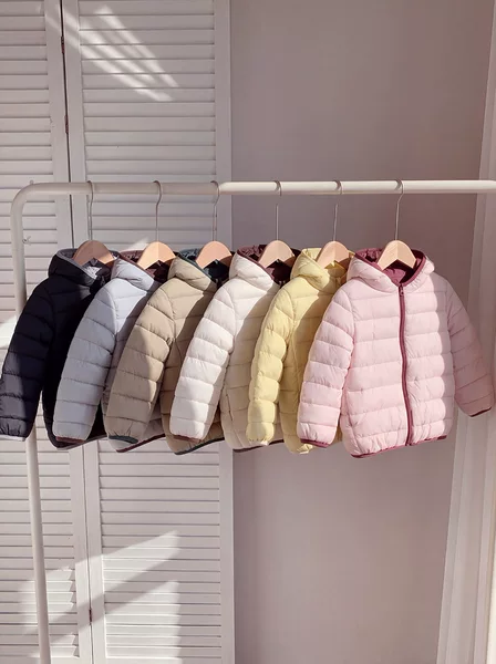 Children's down cotton jacket, boys' lightweight cotton coat, girls' winter hooded coat, baby's solid color jacket, for older children
