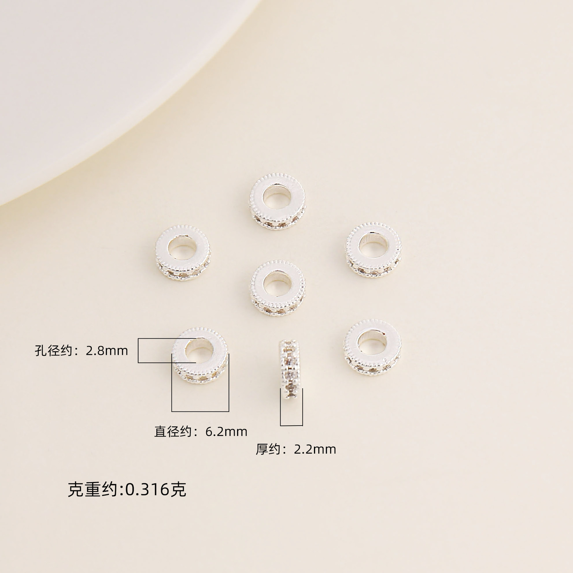Conservar el color 18k bolsa de oro incrustada en anillos de perforación de zircon, cuentas de separación de cuentas de agujeros grandes, cuentas de separación de cuentas de DIY Crystal hand chain, accesorios de joyería de separación de cuentas