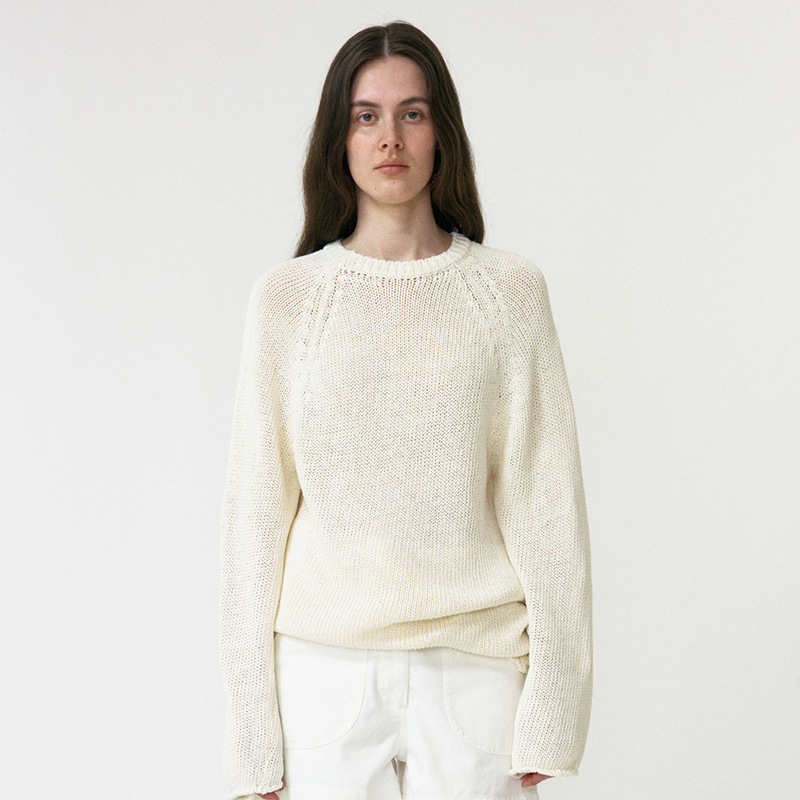 In-Stock Nw Knit Sweater for Women, New Autumn Style, High-End Loose Round Neck Raglan Sleeve Lazy Style Sweater Base Shirt