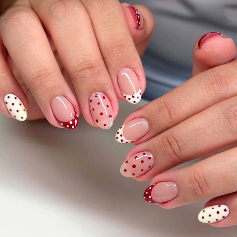 Le Fan Simple and Fresh Polka Dot Nail Art Wearable Nails Short Almond Nails Wearable Nail Tips Fake Nails Wholesale Le Fan Simple and Fresh Polka Dot Nail Art Wearable Nails Short Almond Nails Wearable Nail Tips Fake Nails Wholesale