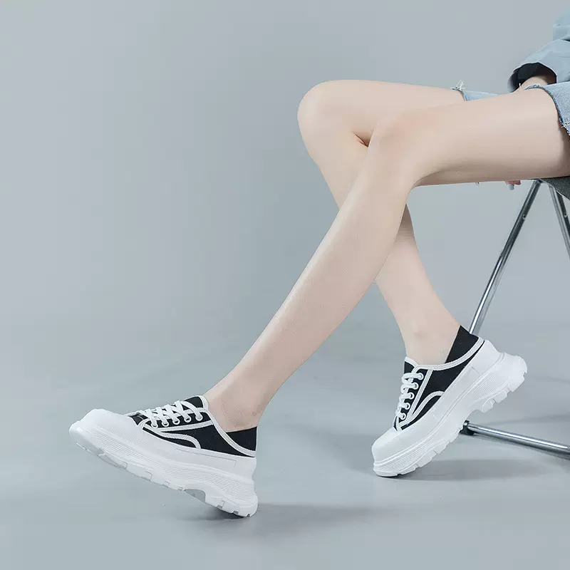 麦昆厚底帆布老爹鞋女2022春季新款爆款轻松糕发泡底运动休闲单鞋
