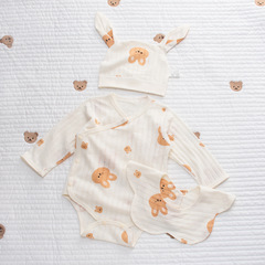 薄款夏季超薄純棉包屁衣嬰兒護肚長袖三角哈衣兔寶寶包臀衣連身