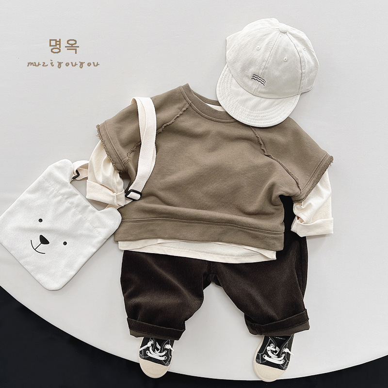 Conjuntos recomendados ~ Primavera y otoño 2025, nuevos chalecos personalizados de estilo forestal para niños y niñas, ropa infantil de moda coreana y japonesa