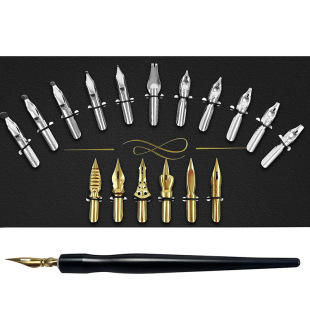 NZ01 DIPD WATER PEN SET TIP TIP TIP TIP Новичок Новичок Игрок Круглый Флауз Трактивный корпус английская каллиграфия ручка