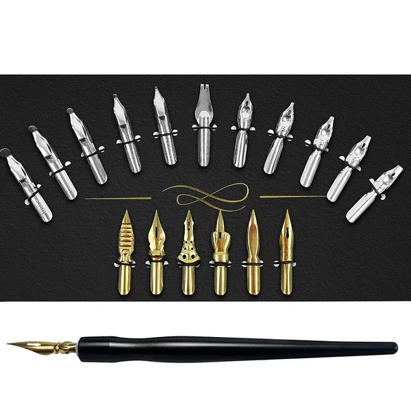 NZ01 dip pen suit ES point tip flat tip novice practical comic round flower body calligraphy practice English calligraphy pen