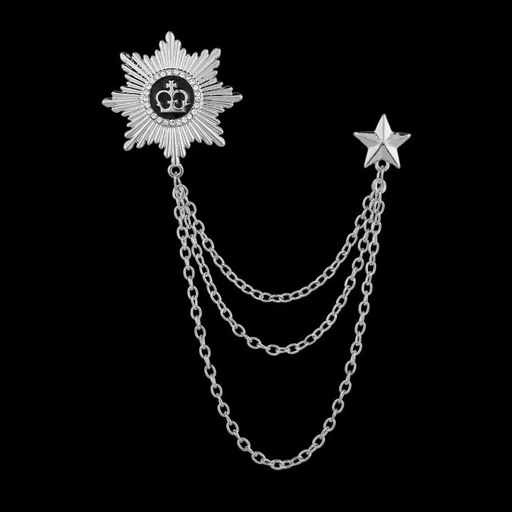 Moda corona alas diamante borla hombres traje broche simple todo partido traje vestido abrigo ramillete accesorios