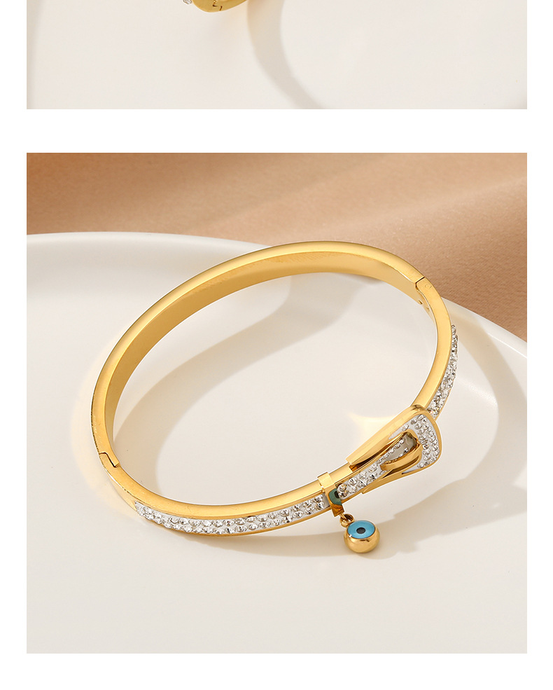 Devil's Eye Pattern Women's Gender Real Gold Plated Devil's Eye Titanium Steel Retro Waterproof Non Tarnish Titanium Steel Bangle