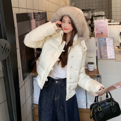 2025冬季新款羽绒棉服女韩系小个子棉袄大毛领连帽面包服棉衣外套