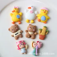 DIY мультфильм аксессуары желтая утка маленькая девочка Крем гель Смола аксессуары ящик для хранения чашка для полоскания патч ручной работы