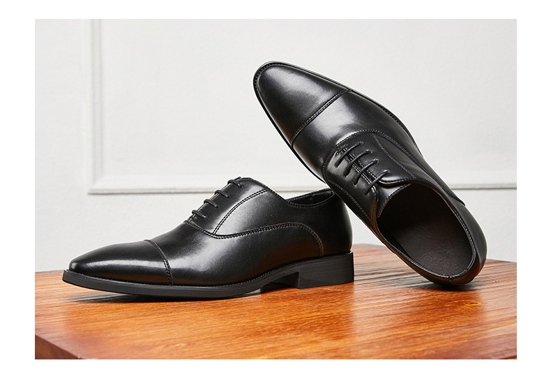 Mens Cap Toe Oxfords Formal Leather Lace Up Dress Shoes  display picture 3