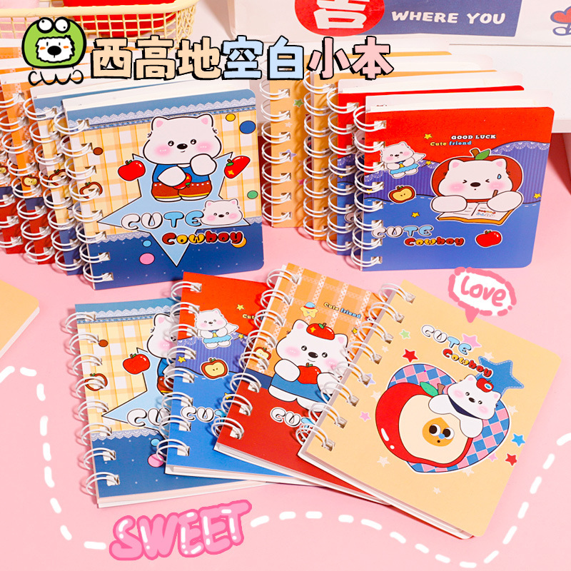 Apple Bear Coil Notebook Portable A7 Side Flip Notebook Cute Student Pocket Notepad Student Gift