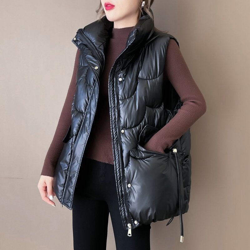 Chaleco de mujer para invierno, chaleco acolchado con cordón_voghion.com