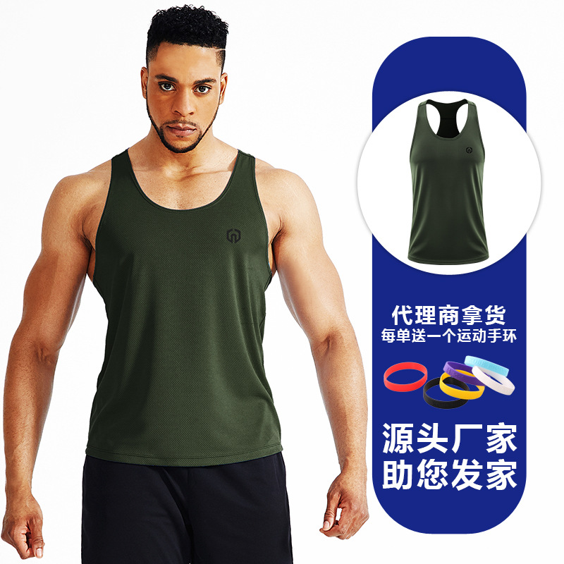 Chaleco de fitness entrenamiento muscular de los hombres sueltos en forma de I deportes delgados culturismo ropa casual chaleco sin mangas más Chaleco de tamaño