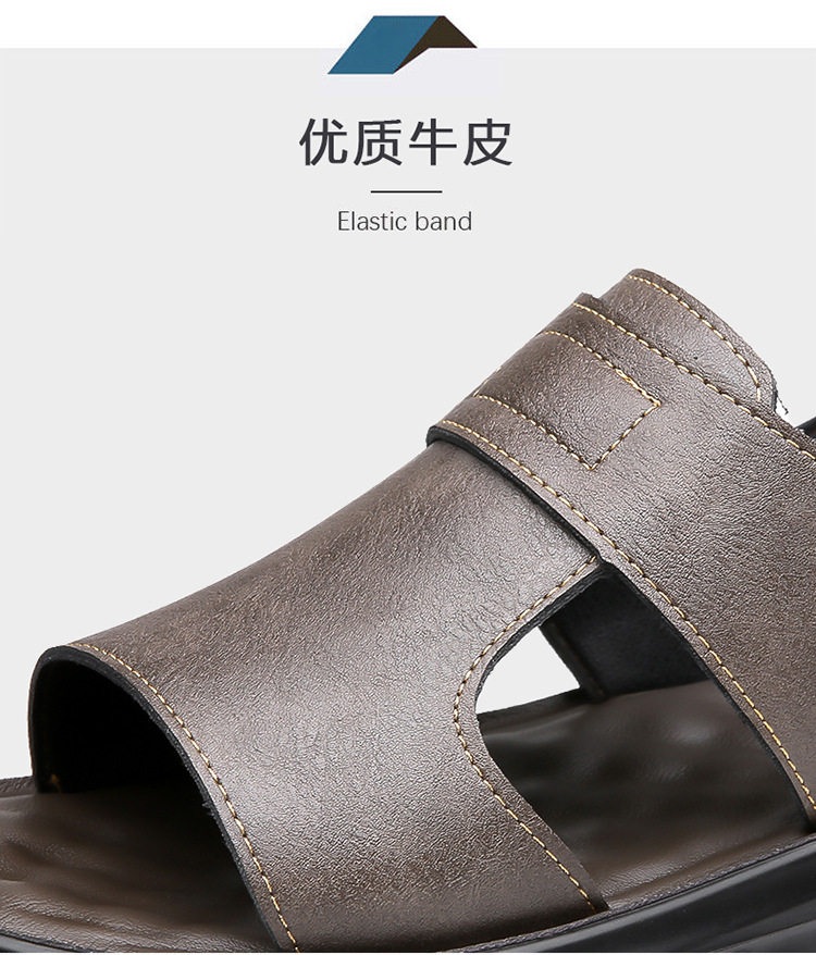 Dép sandal nam đế dày đúc phun, đế mềm chống trượt, hở ngón khoét lỗ thoáng khí đi biển — Màu nâu, màu xám, màu đen chi tiết 10