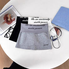 设计感辣妹时尚字母印花翻边高腰显瘦半身裙防走光短裙包臀裙女