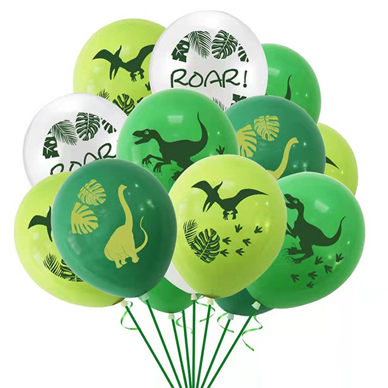 12-inch five-sided dinosaur cartoon patterned thick latex animal balloon children's toy for WeChat merchants' ground promotion dinosaur balloon