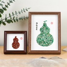 天然紫水晶碎石葫芦相框新年摆台黄水晶福禄新款文创家居摆件批发