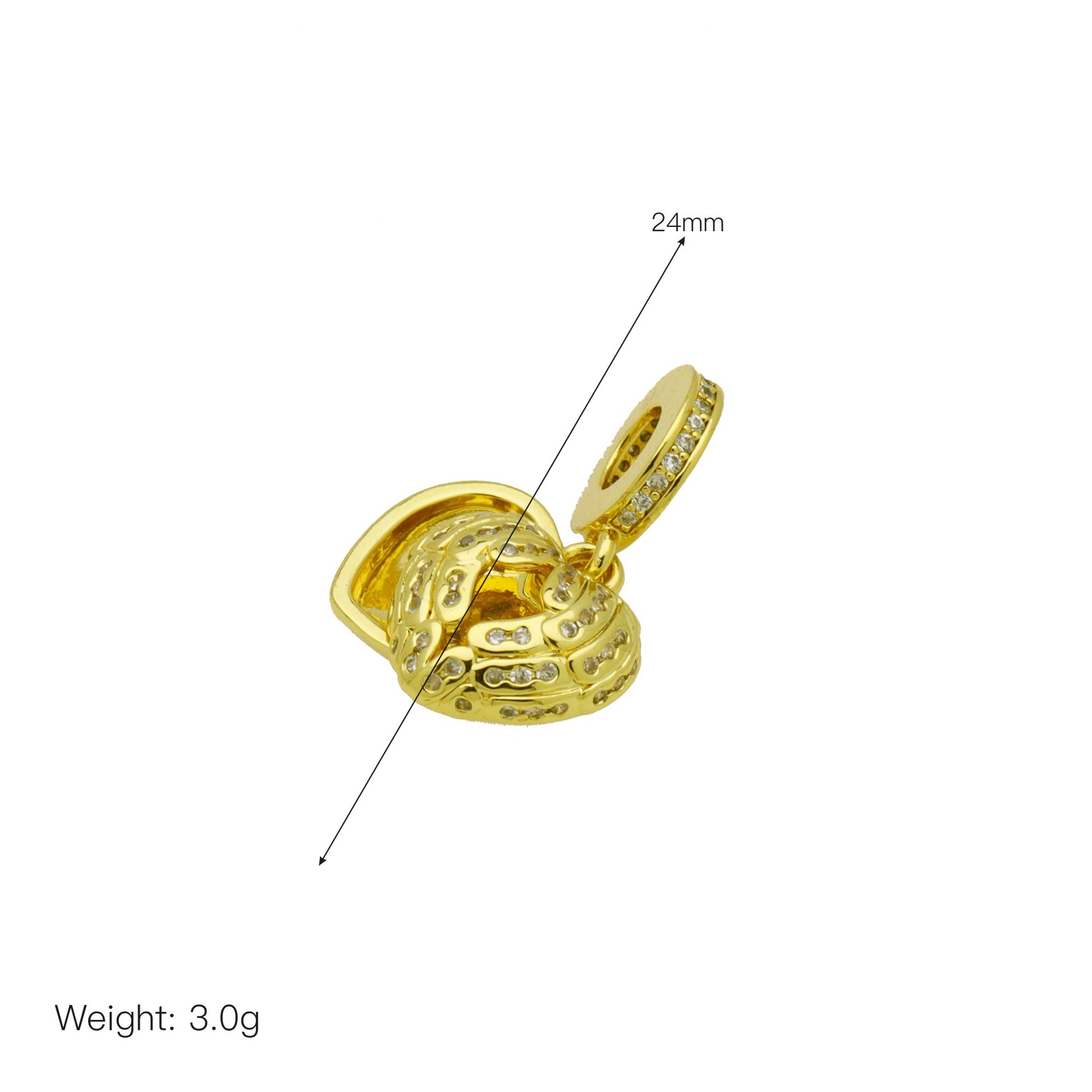 1 Piece 21mm 27MM 30mm Copper Zircon 18K Gold Plated Cross Heart Shape Wings Pendant display picture 9