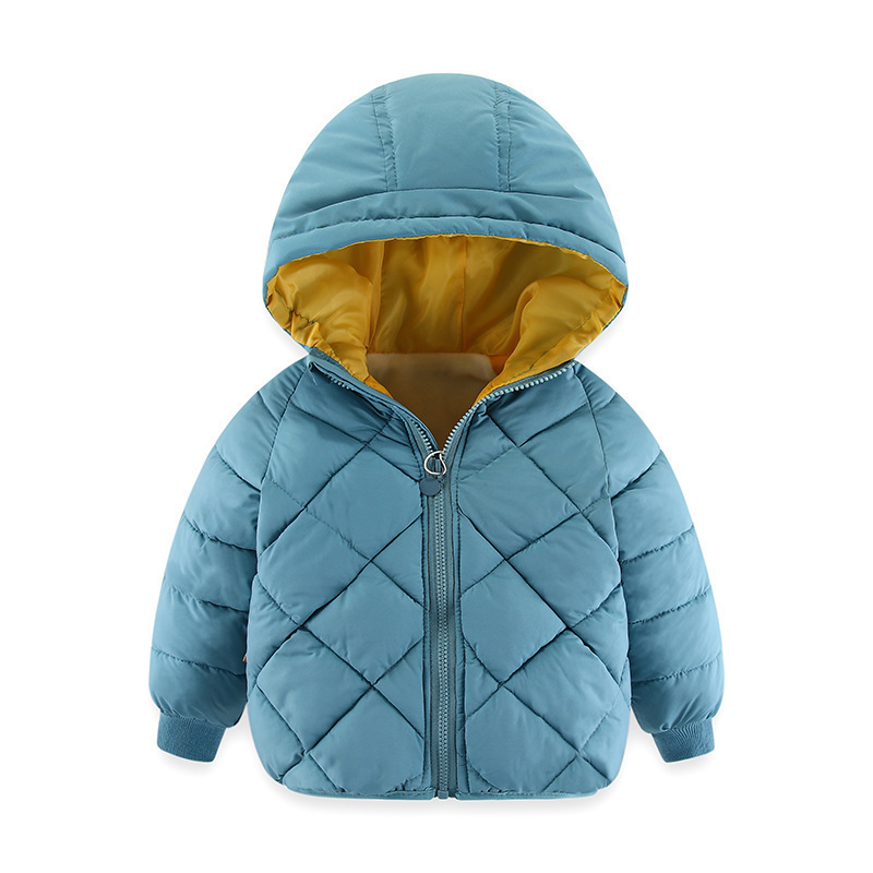 Otoño e invierno ropa infantil abrigo de algodón acolchado para niños Abrigo con capucha engrosada para hombres y mujeres abrigo de algodón acolchado a cuadros en forma de diamante para niños corto
