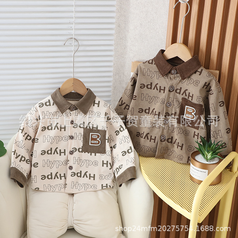 Ropa para niños camisa de letras para niños primavera y otoño 2024 nuevo chico guapo fresco primavera estilo coreano camisa de manga larga chaqueta