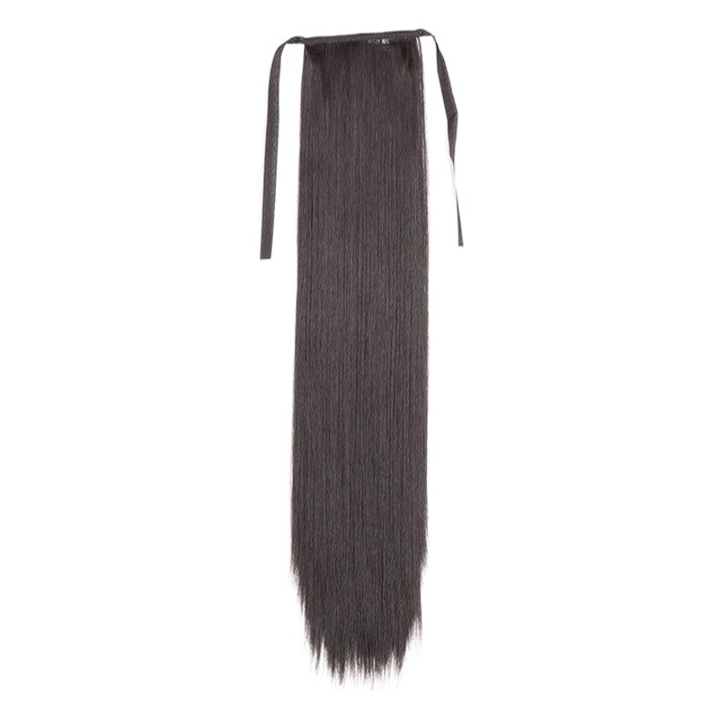 Peluca Cola de Caballo correa de pelo largo recto de las mujeres Celebridad de Internet corto Pelo Largo trenza realista natural Peluca de cola de caballo alta