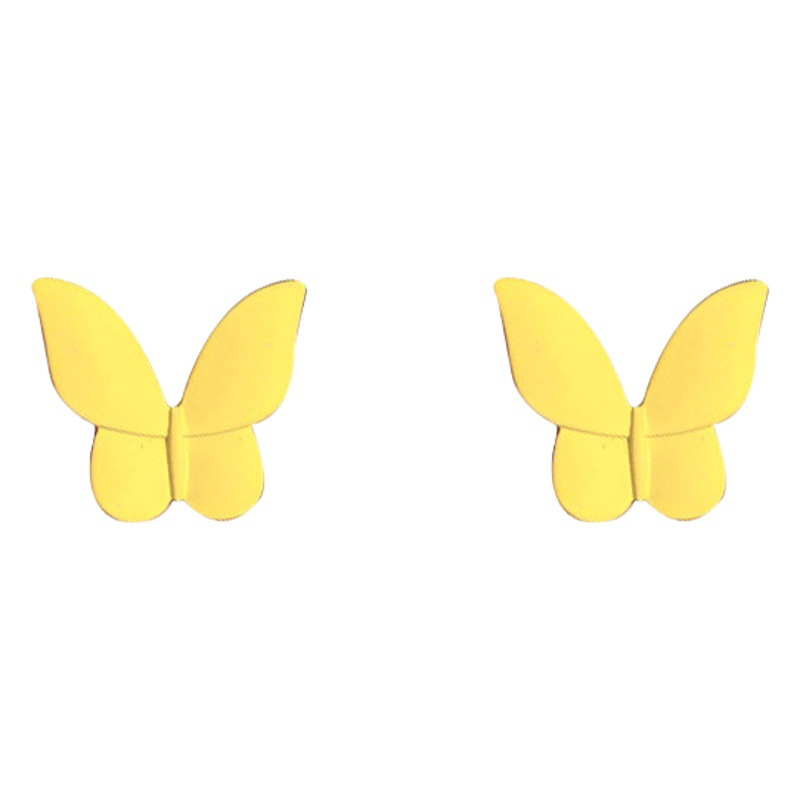 Estilo amarillo moda fresca todo fósforo Flor Mariposa pendientes geométricos simples pendientes de temperamento estudiante para las mujeres