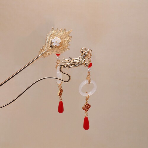 New Chinese style bridal horse-faced skirt, headdress, wedding steps, tassel hairpin, feminine style, ancient style Hanfu accessories