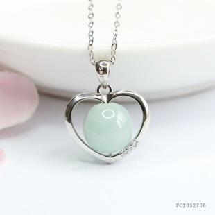 Jianyu S925 silver inlaid natural jade pendant love necklace jewelry live factory wholesale FC2052706