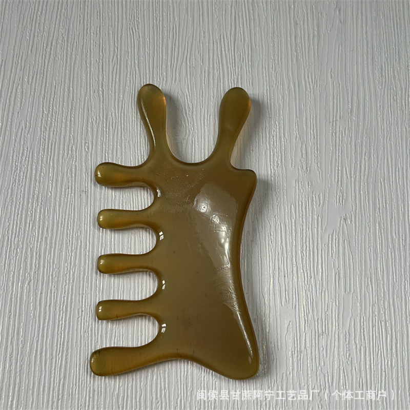 Genuine Horn Comb Wide Teeth Water Drop Bead Massage Comb Monster Fish Shape 10-15CM details