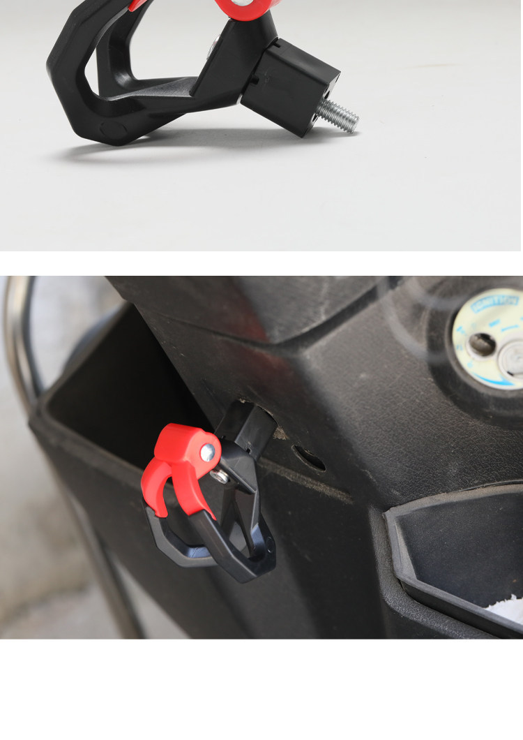 No-drill electric vehicle hook, universal multi-functional storage hook for scooters, electric bikes, and motorcycles