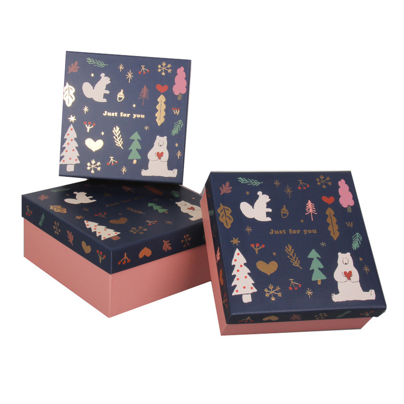04036 new vintage suit gift box square cartoon Christmas gift window decoration gift paper box
