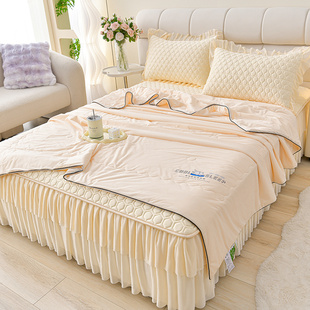 ✅ Latex Ice Silk Mat Three-Piece Set Summer Machine Washable Soft Cushion Bedding Washable Air-Conditioned Mat 1.8m Bed Skirt