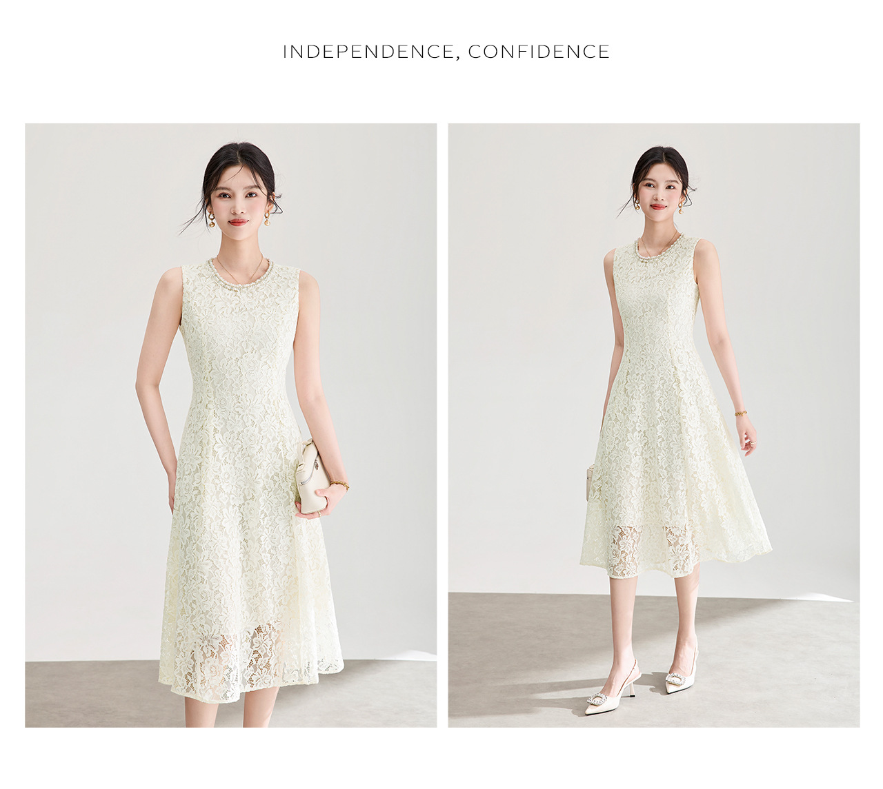 Đầm maxi nữ không tay ren đính cườm hoa chạm khắc — màu đen chi tiết 13