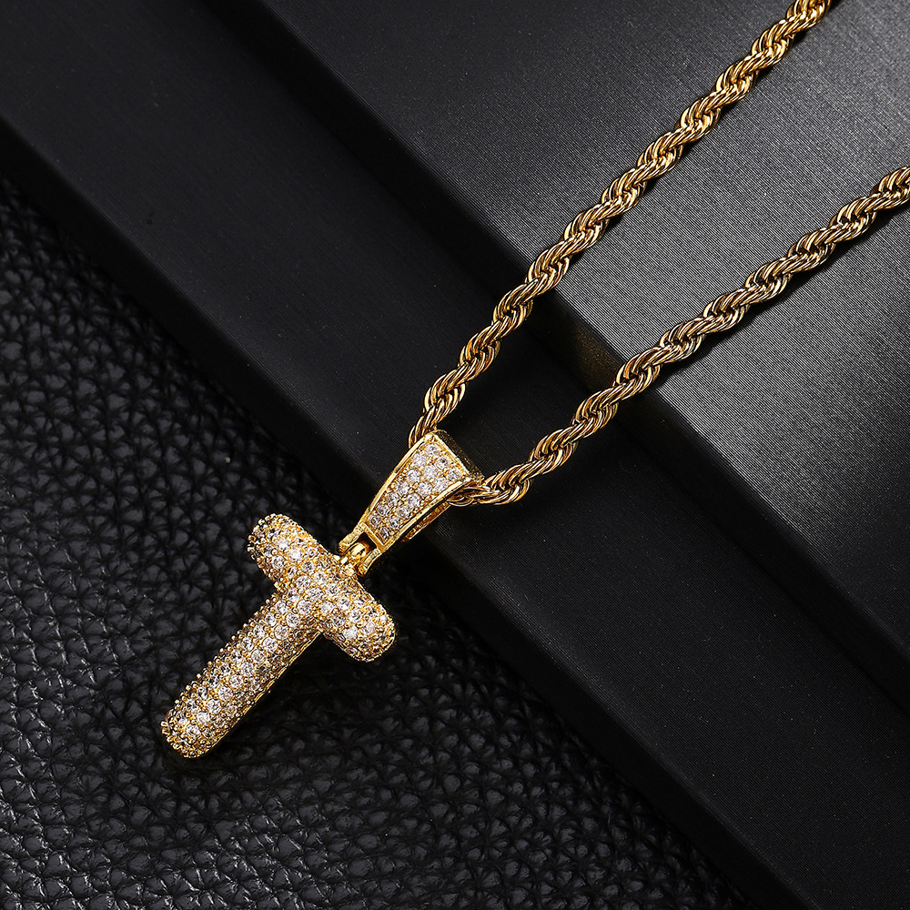 Nuevo cross-border 26 letras inglesas colgantes collares de bronce y piedra collares de moda simplista para hombres y mujeres