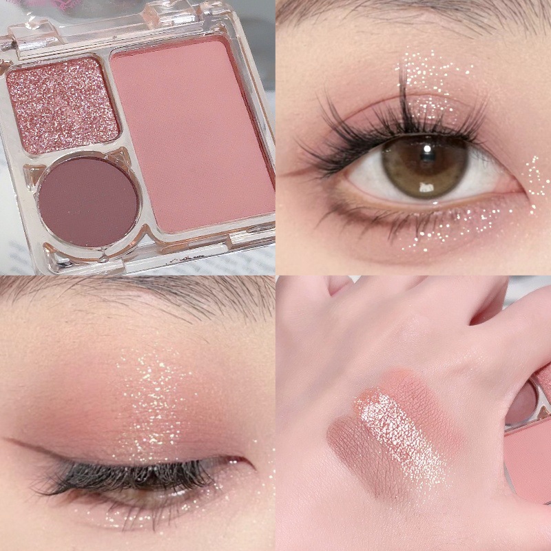 Misslara new three-color mini eye shadow plate matte pearlescent easy vignetting eye shadow plate gray pink delicate makeup