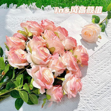 假花高颜值蓝花束碎冰仿真花拍照道具ins玫瑰花绢花客厅装饰摆件
