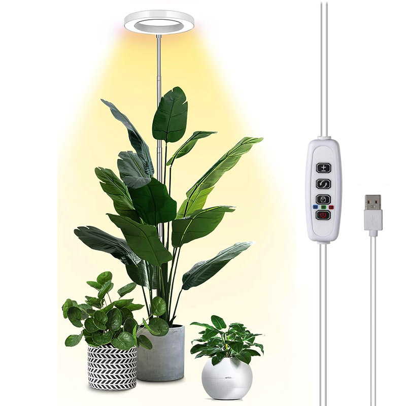 6.3寸地插式LED伸缩植物灯天使环多肉全光谱花卉定时植物补光灯￥