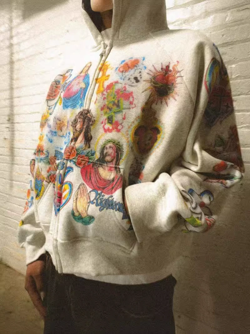 Ретро толстовка-худи в американском стиле, свободный крой, цвета 0094 (XS–3XL)