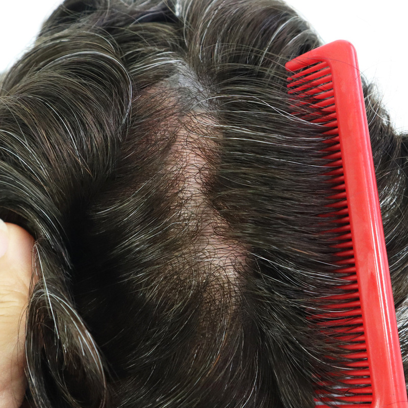 Men's Real Hair Wig Cross-Border Popular Toupee Hair Piece Ultra-Thin Pu Real Hair V Loop