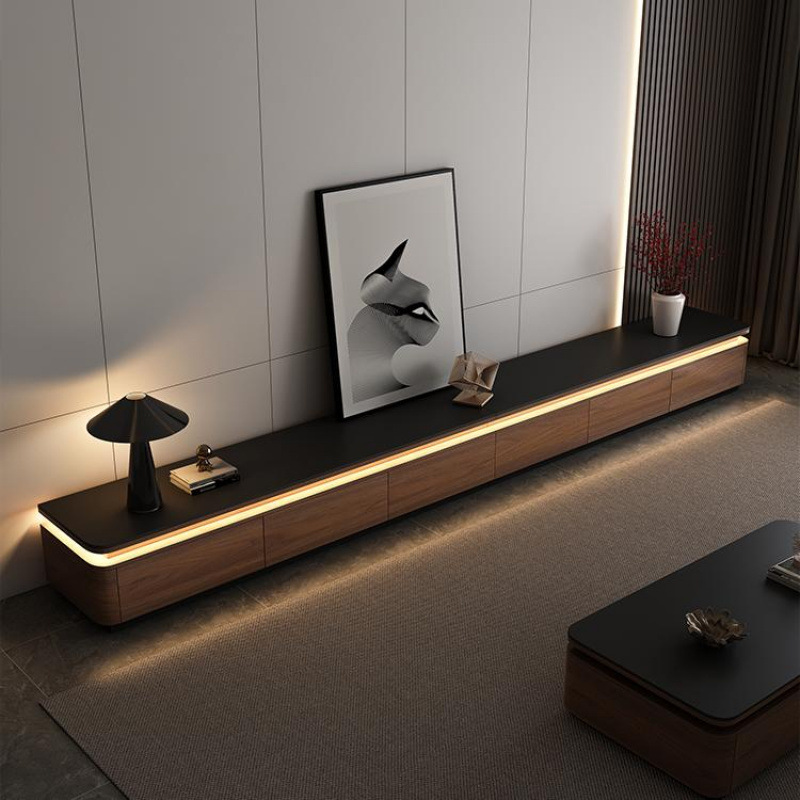 Slate Tv Cabinet Coffee Table Combination 2025 New Living Room Accessible Luxury Atmosphere Light Floor Cabinet Modern Simple Storage Cabinet