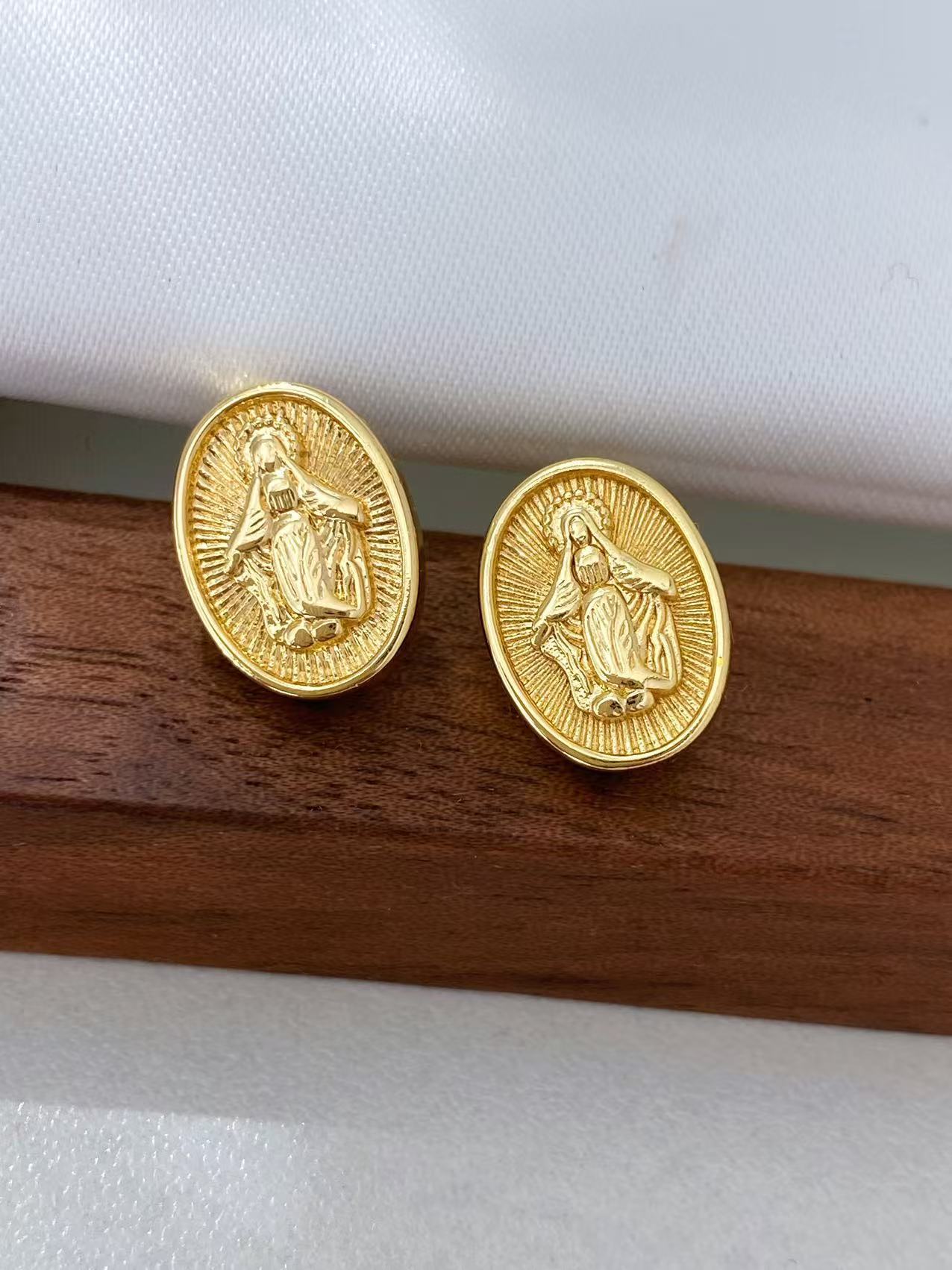 Women's Gender 1 Pair Retro Classic Style Virgin Mary Our Lady Of Guadalupe Copper Ear Studs