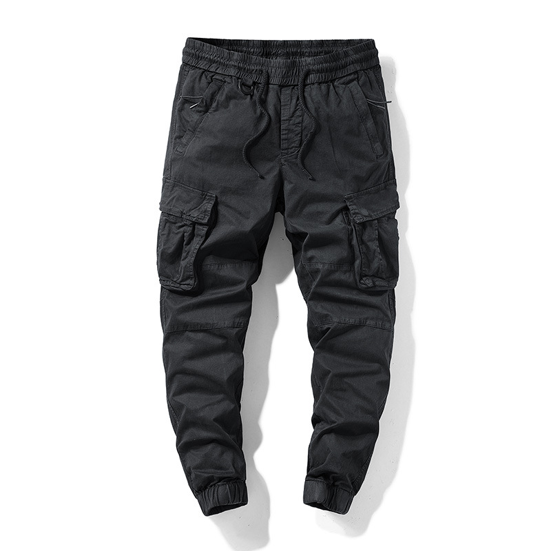 Joven hombre otoño nuevos pantalones de trabajo, pantalones casuales, pantalones de bolsillo simples, ropa de hombre elástica