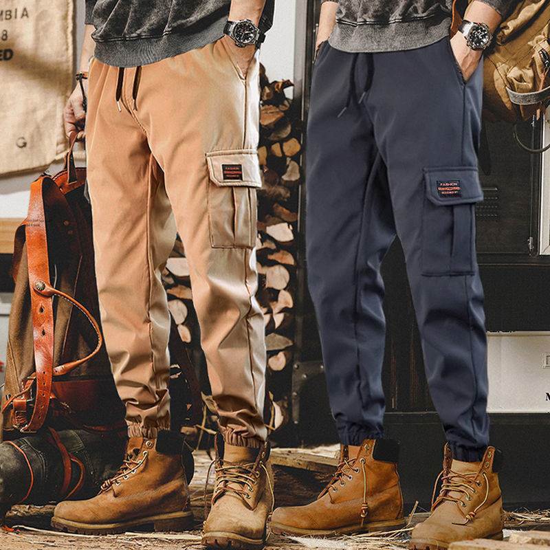 Casual Pants Bunched Leg Loose Cargo Pants Men's Solid Color Trendy Fashionable New Fashionable Trendy Brand Autumn Pants