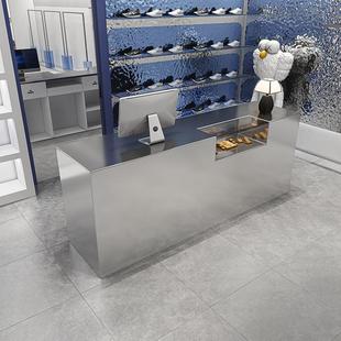 Simple Clothing Store Women's Accessories Store Bar Counter Cashier Counter Paint Reception Front Desk Table Stainless Steel Glass Cabinet Reception