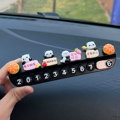 car decoration car decoration, Nömrəli dayanma kartı - patch-text-panda-black-aromatherapy-license-plate-genuine