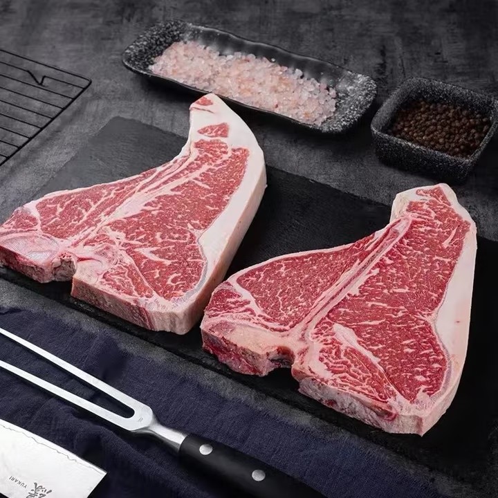 澳洲谷饲安格斯t骨原切牛排雪花牛肉西餐烧烤新鲜冷冻牛肉批发