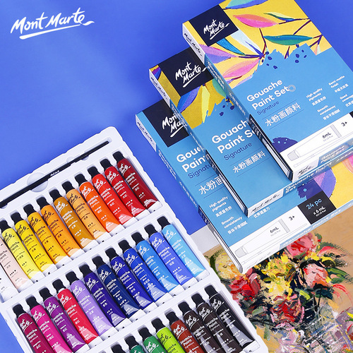 Montmartre gouache paint set 6ml training institution material package 24 colors children's gouache tools gouache paint